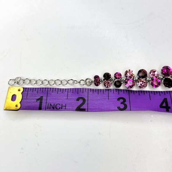 Purple and Pink Crystal Rhinestone STATEMENT Bracelet - Picture 6 of 8